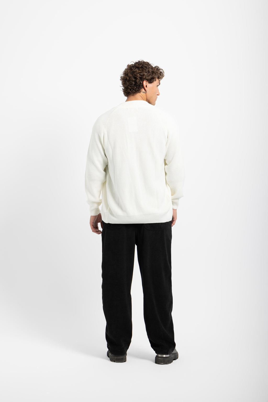 Untch Off-White Full-Zip Knit Sweater