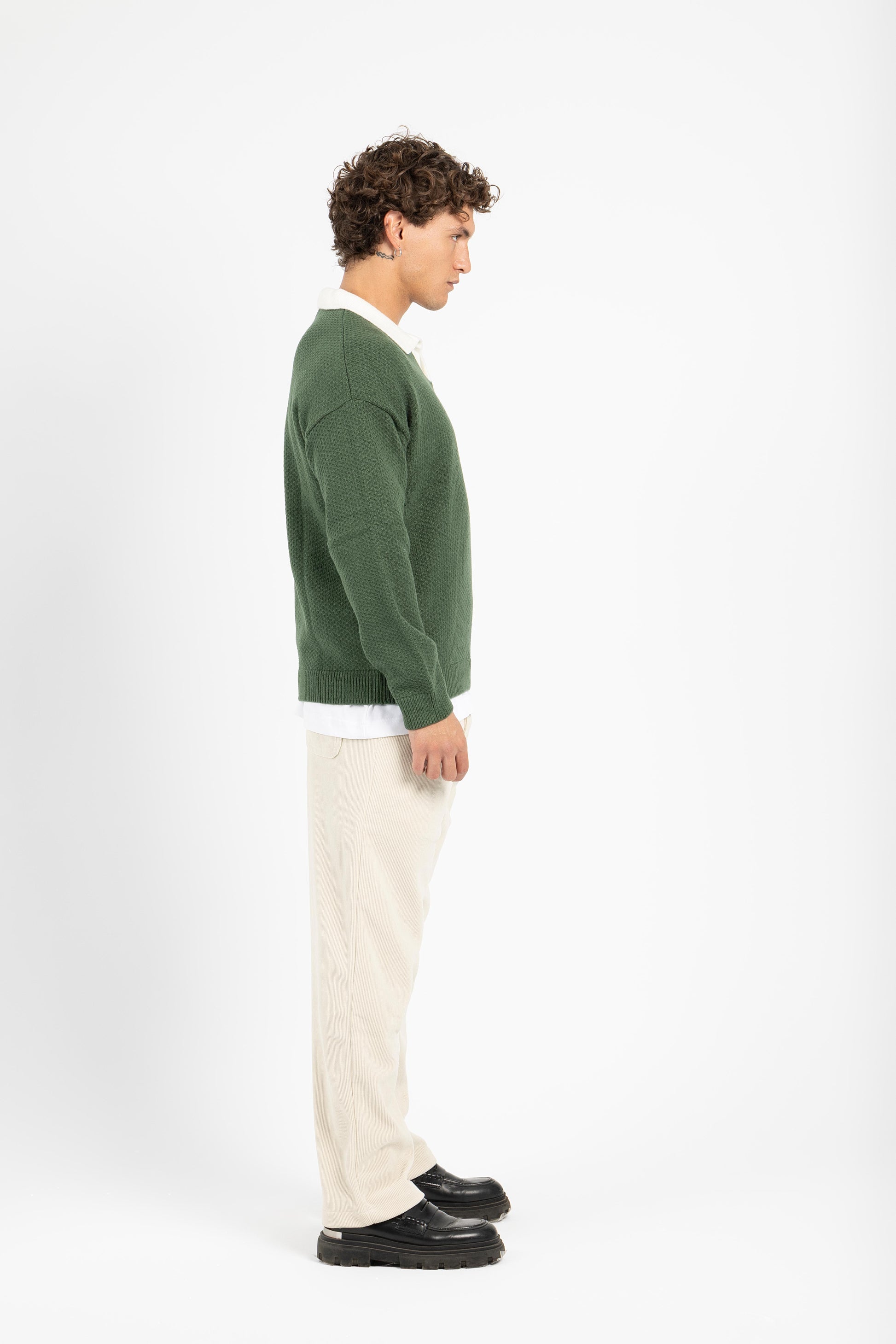 Untchd Green V-Neck Knit Sweater