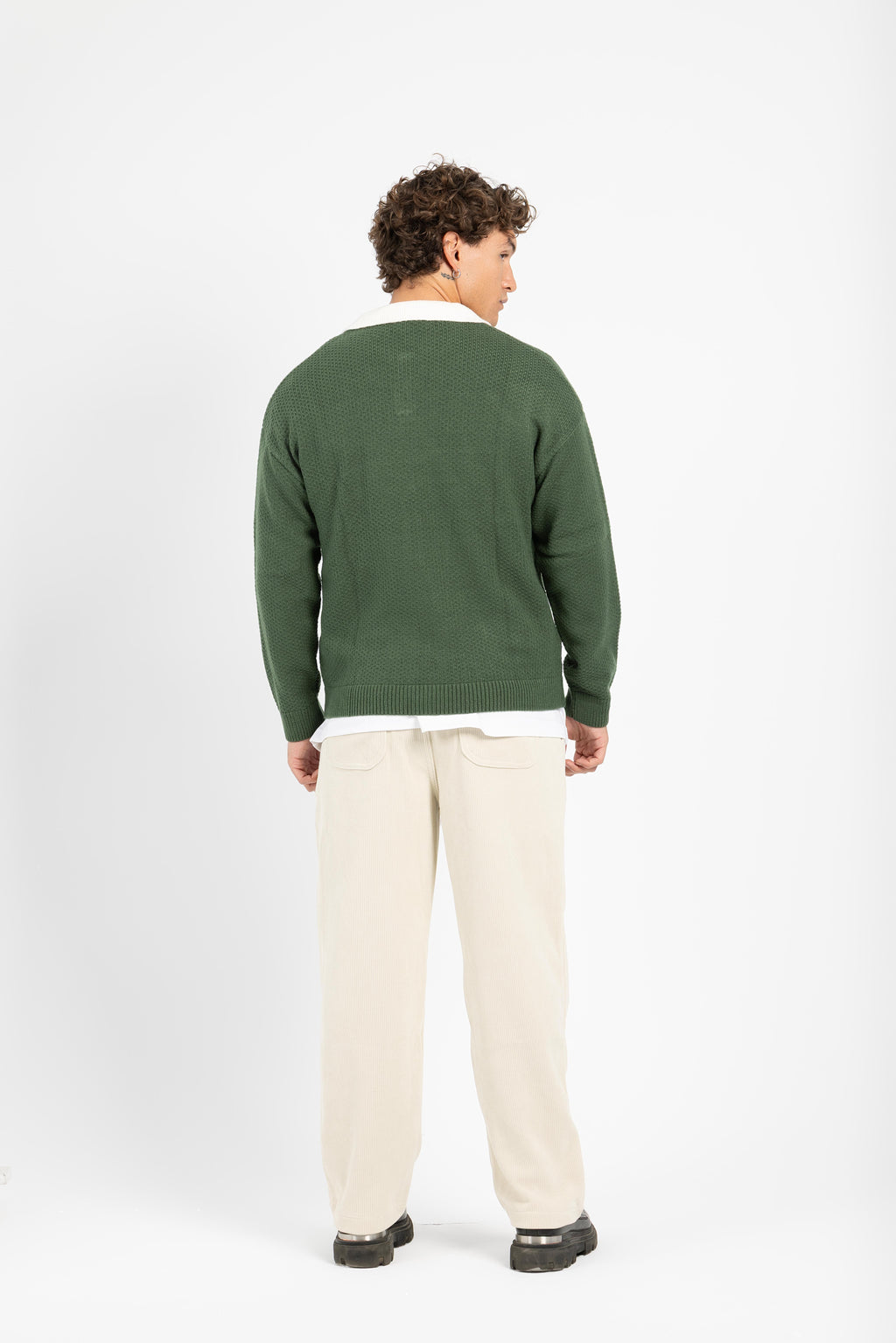 Untchd Green V-Neck Knit Sweater