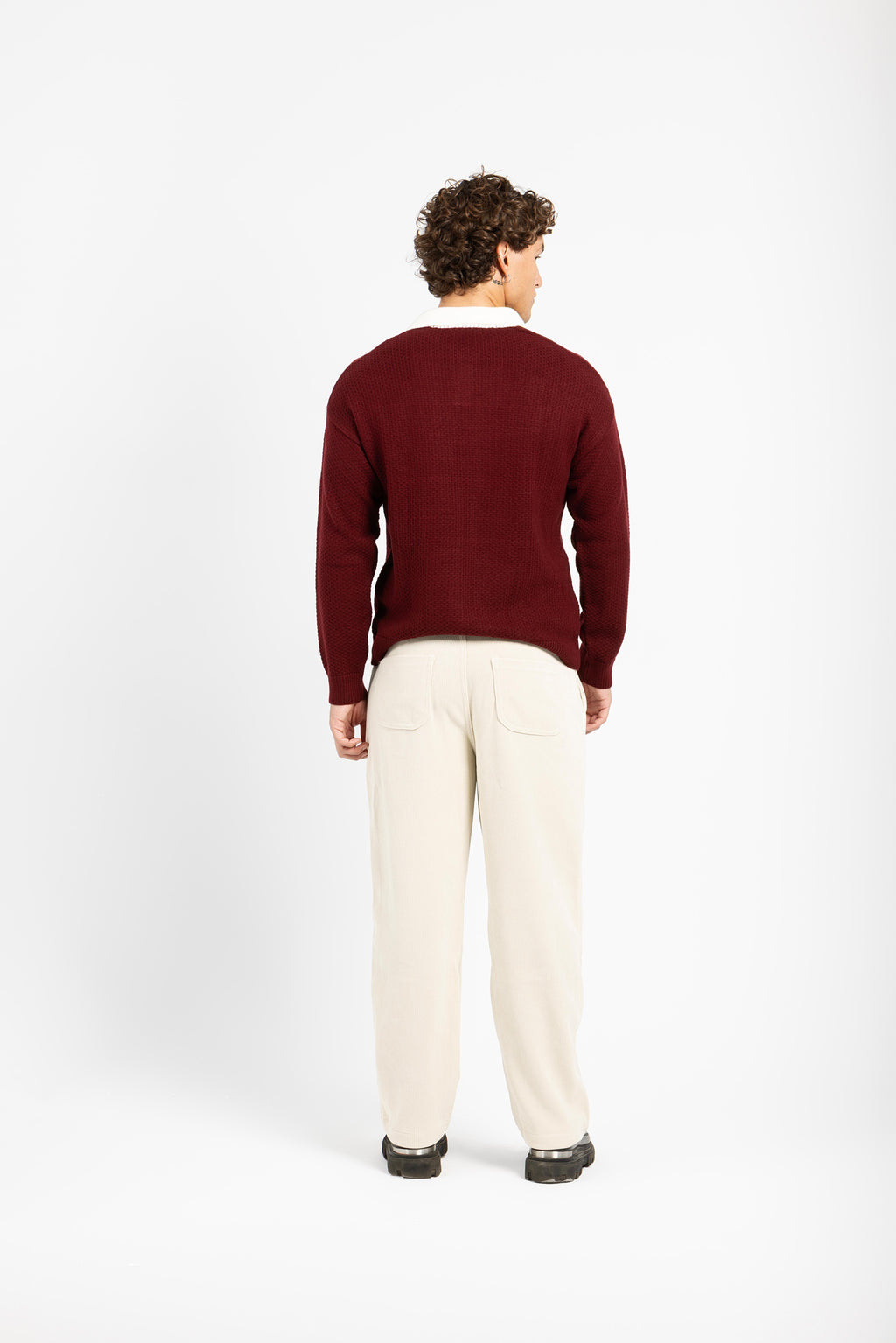 Untchd Burgundy V-Neck Knit Sweater