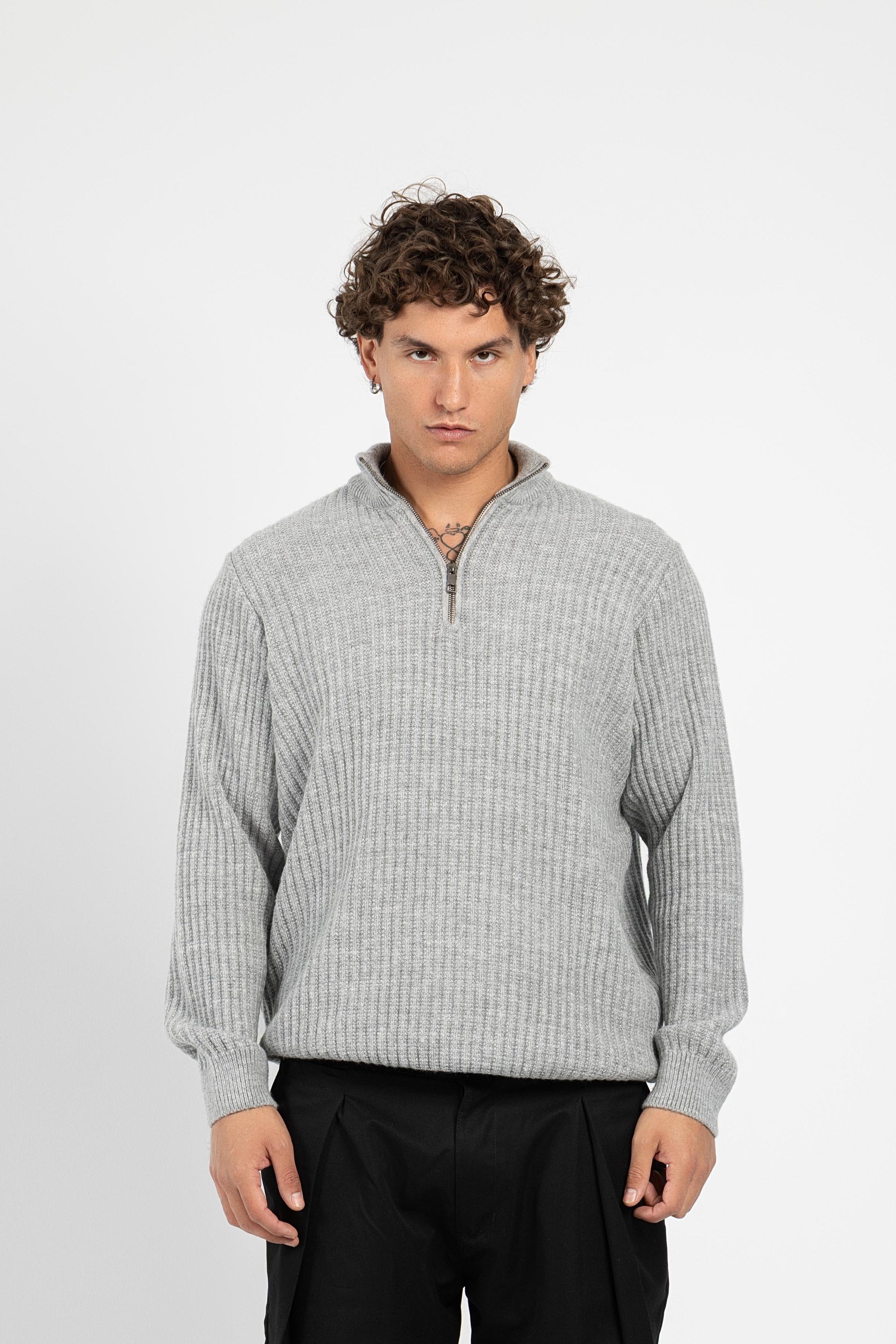Untchd Gray Quarter-Zip Knit Sweater