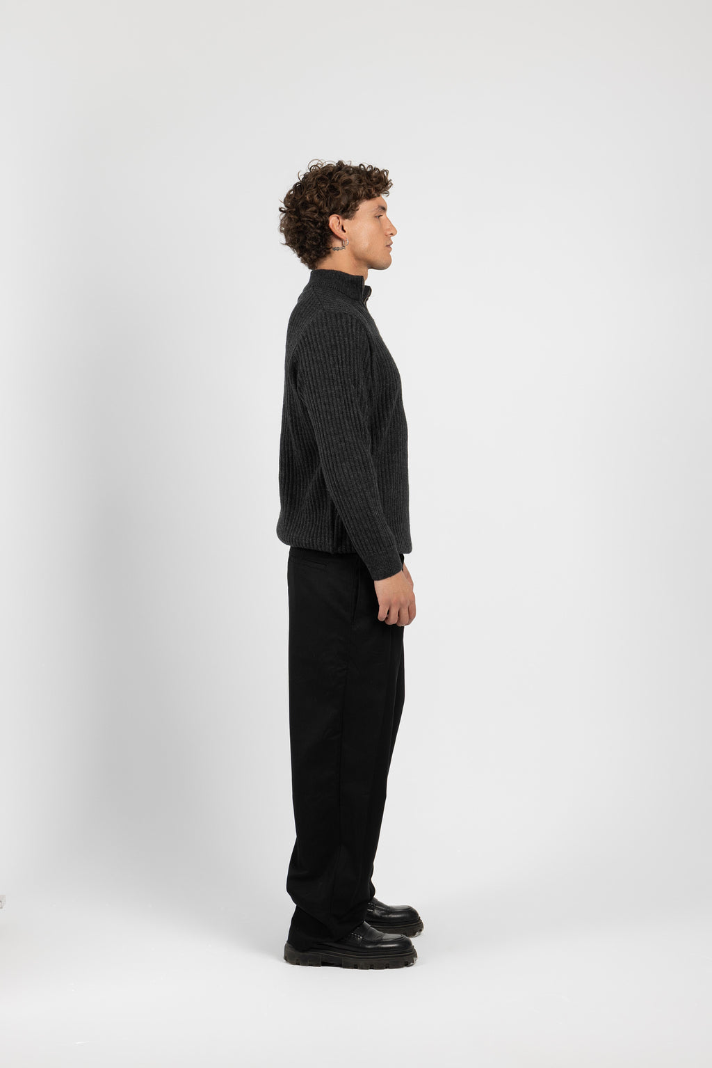 Untchd Dark Gray Quarter-Zip Knit Sweater