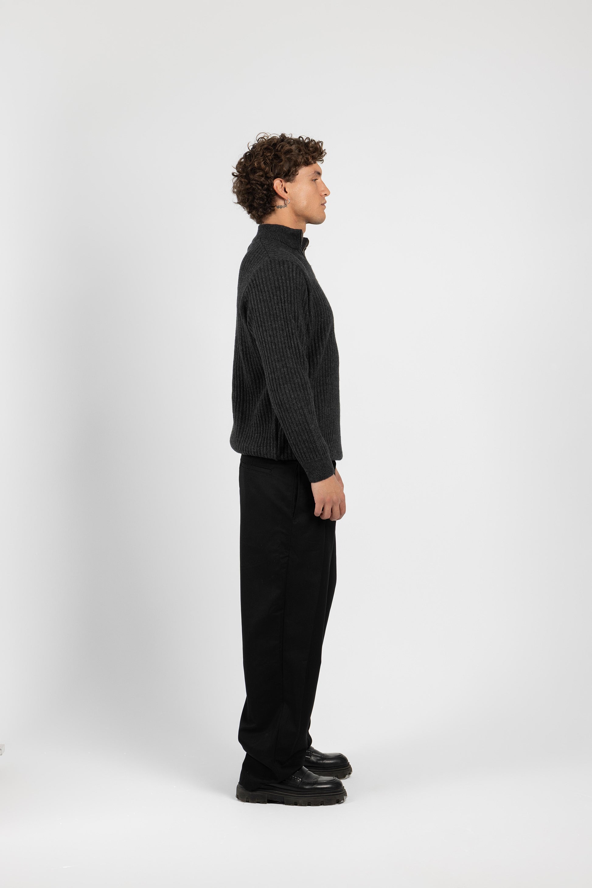 Untchd Dark Gray Quarter-Zip Knit Sweater