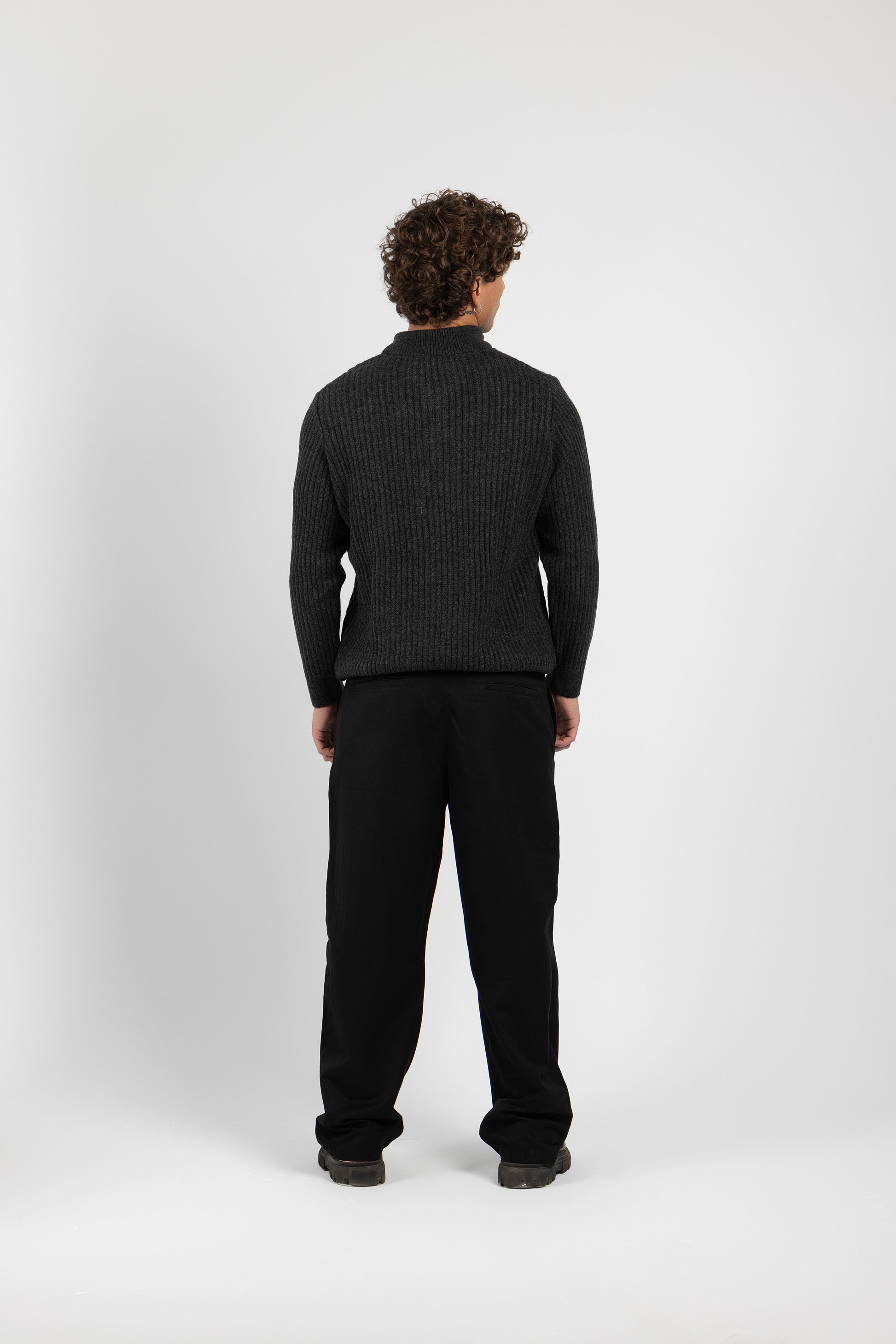 Untchd Dark Gray Quarter-Zip Knit Sweater