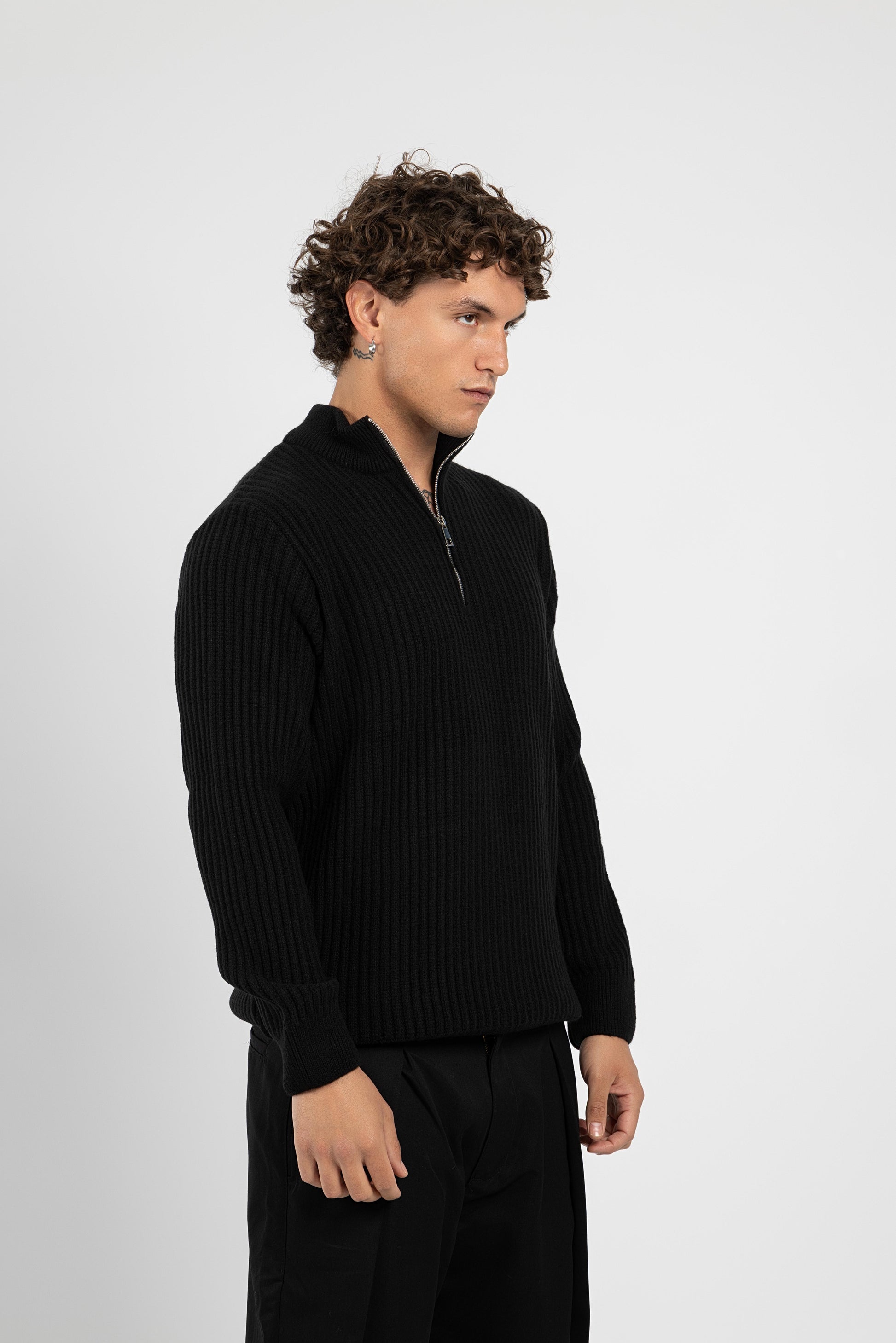 Untchd Black Quarter-Zip Knit Sweater