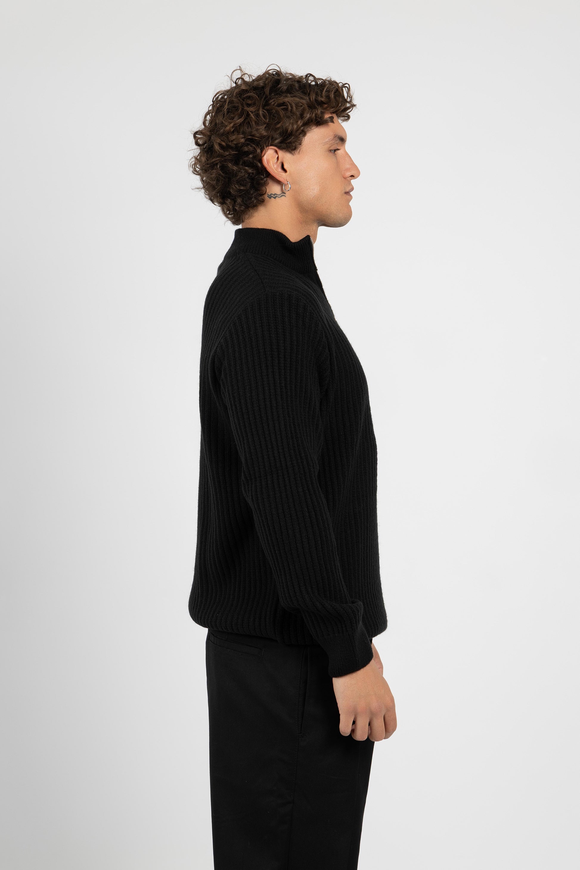 Untchd Black Quarter-Zip Knit Sweater