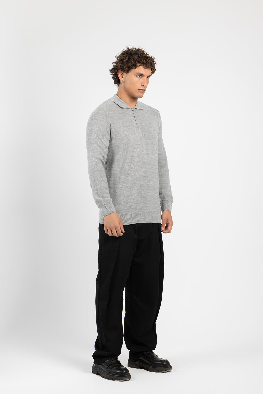 Untchd Gray Buttoned V-Neck Knit Sweater