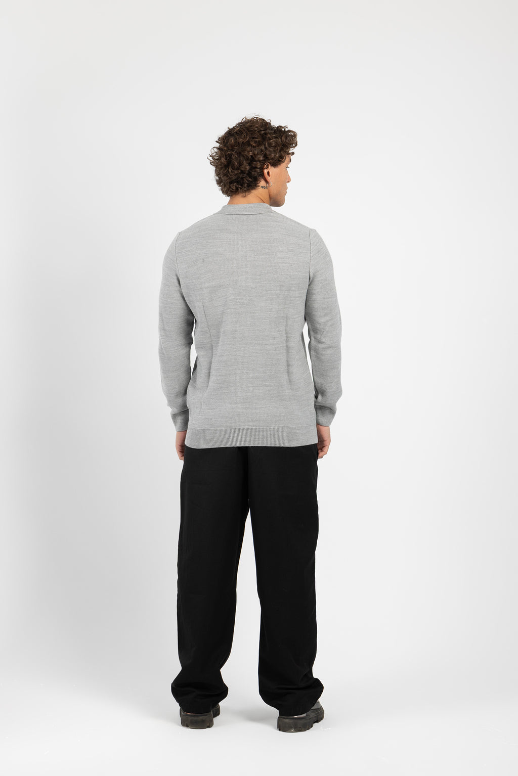 Untchd Gray Buttoned V-Neck Knit Sweater