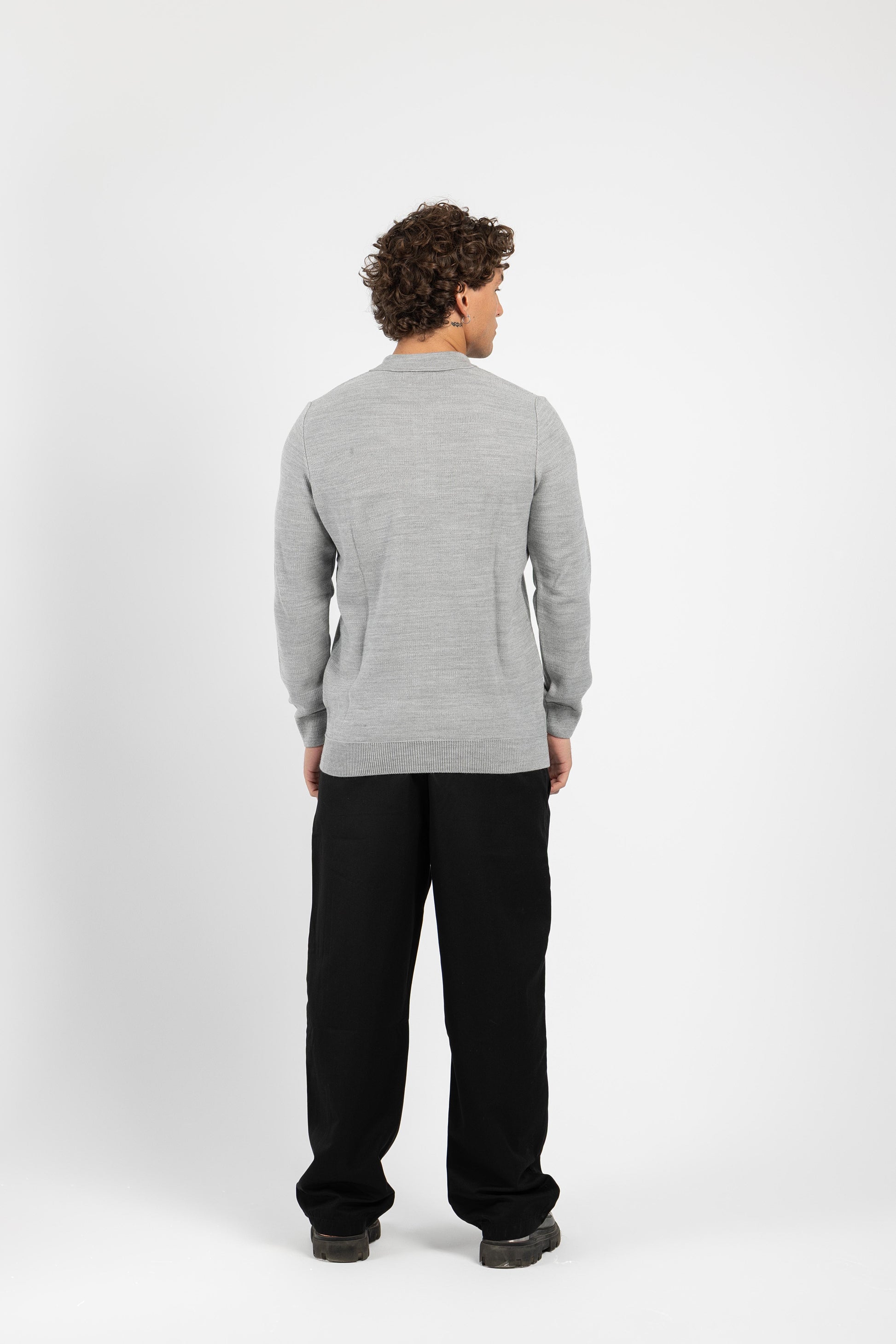 Untchd Gray Buttoned V-Neck Knit Sweater