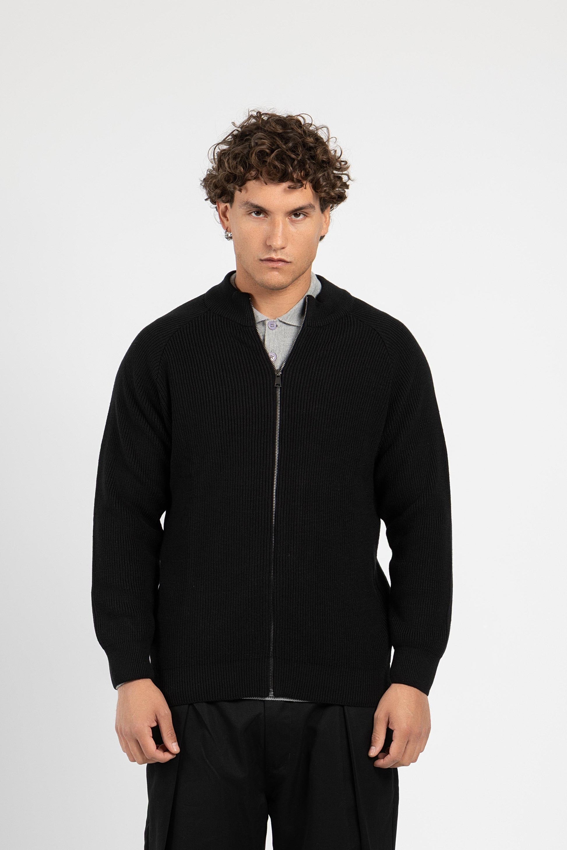 Untch Black Full-Zip Knit Sweater