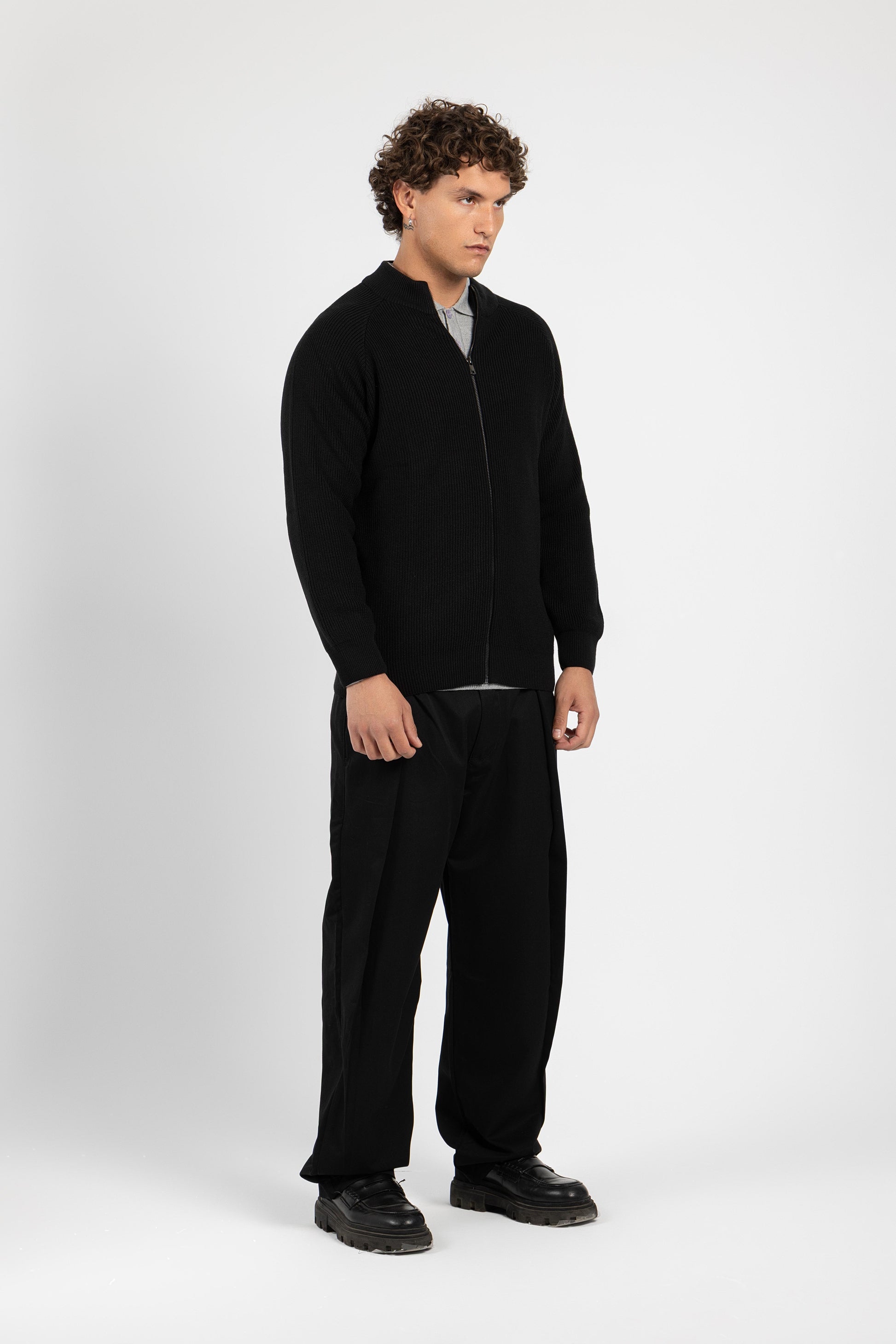 Untch Black Full-Zip Knit Sweater