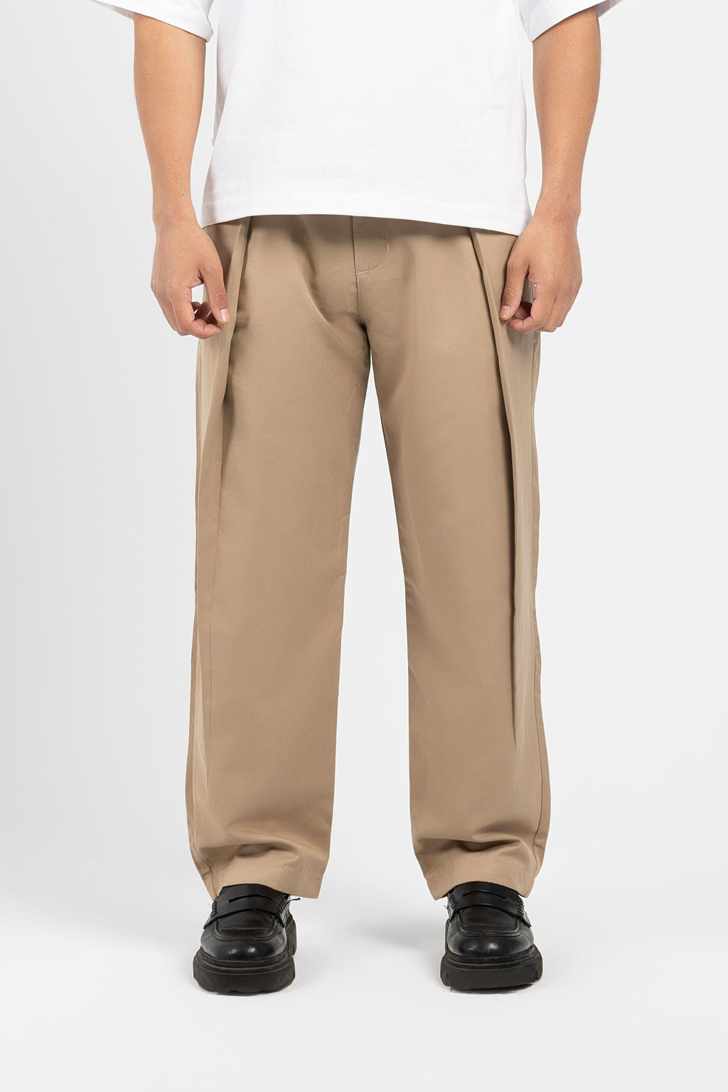 Untchd Beige Wide Leg Pleated Pants