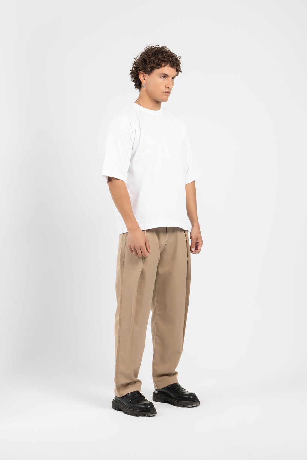 Untchd Beige Wide Leg Pleated Pants