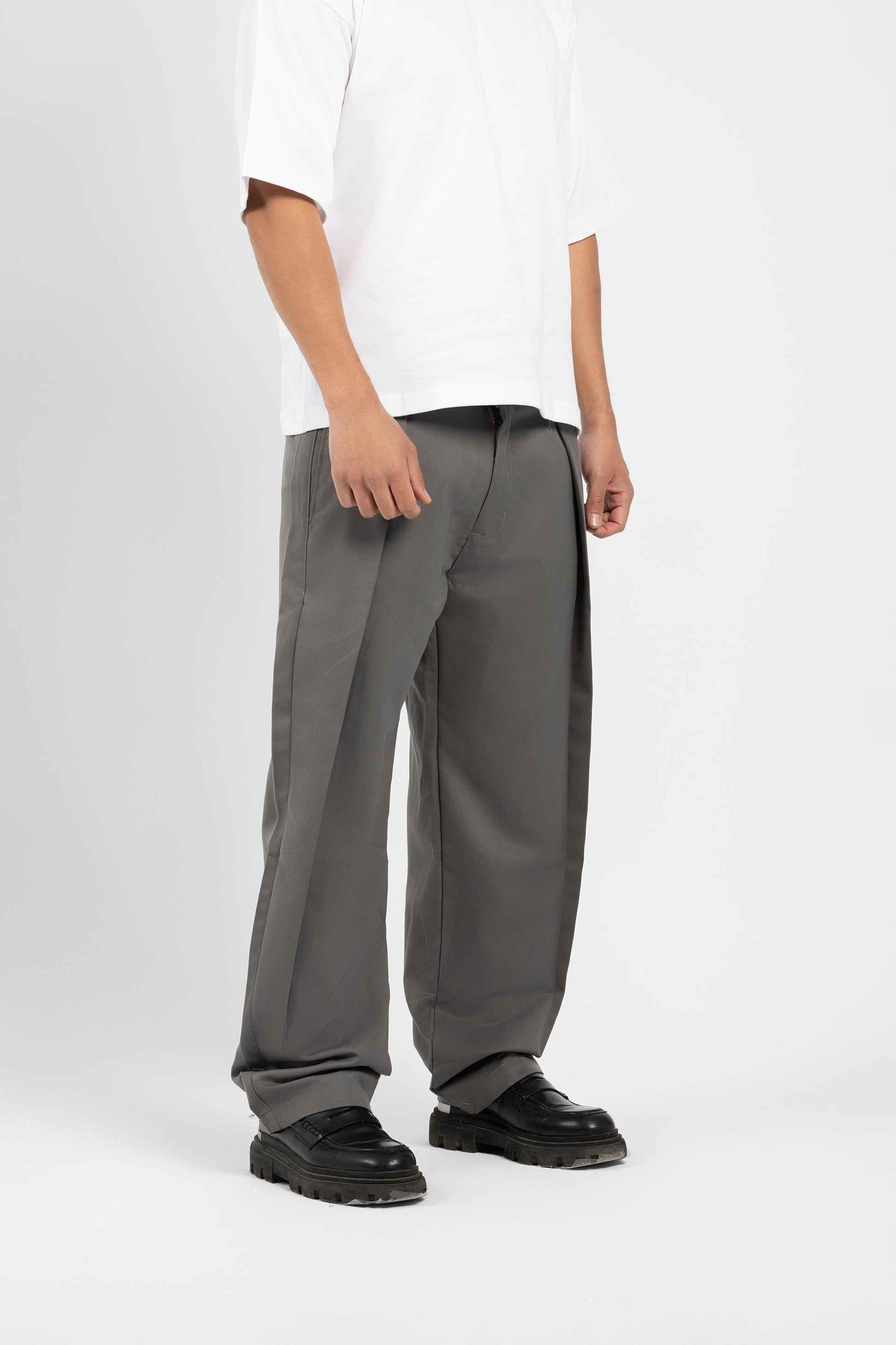 Untchd Gray Wide Leg Pleated Pants