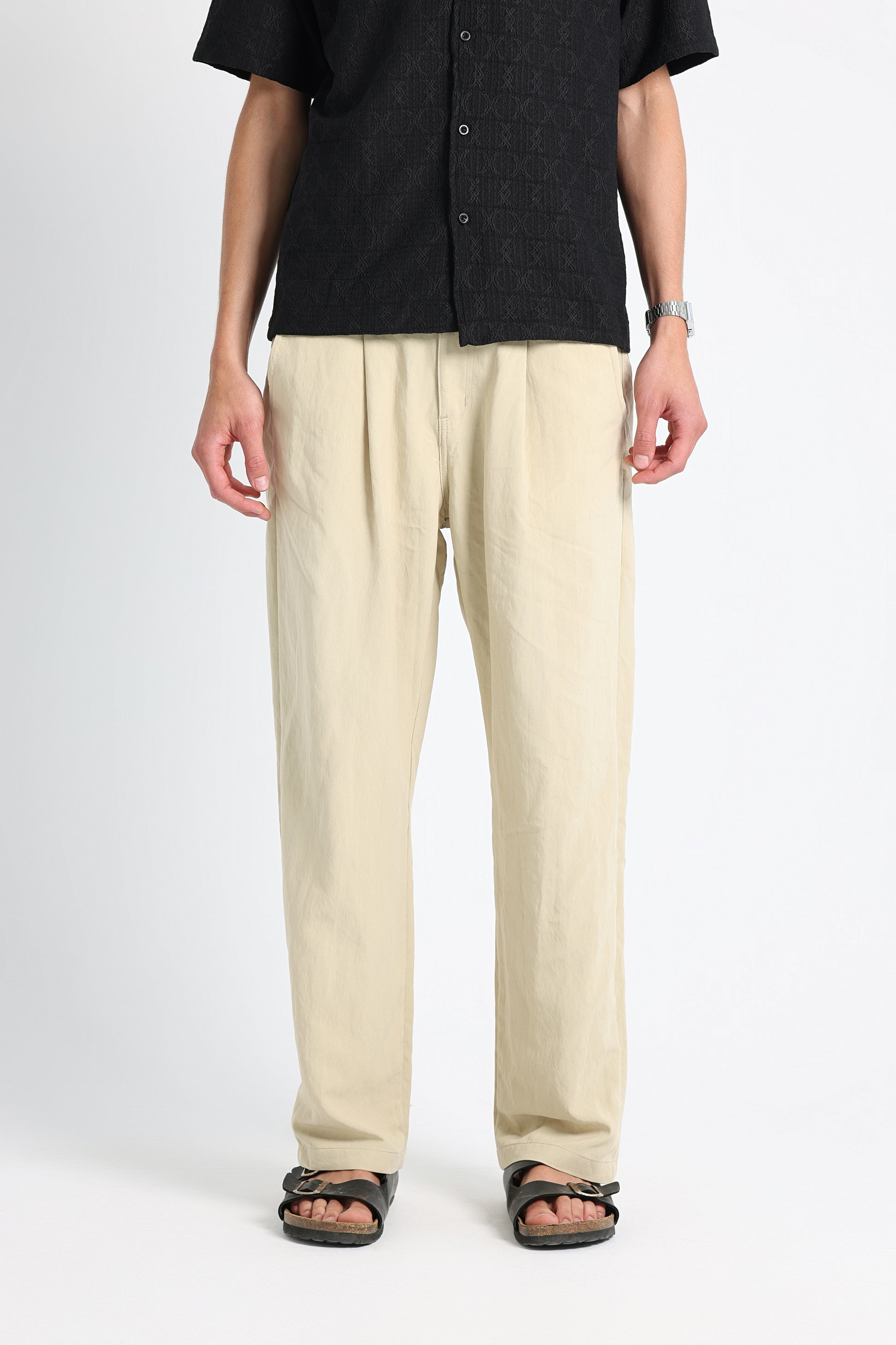 UNTCHD Beige Pleated Trousers